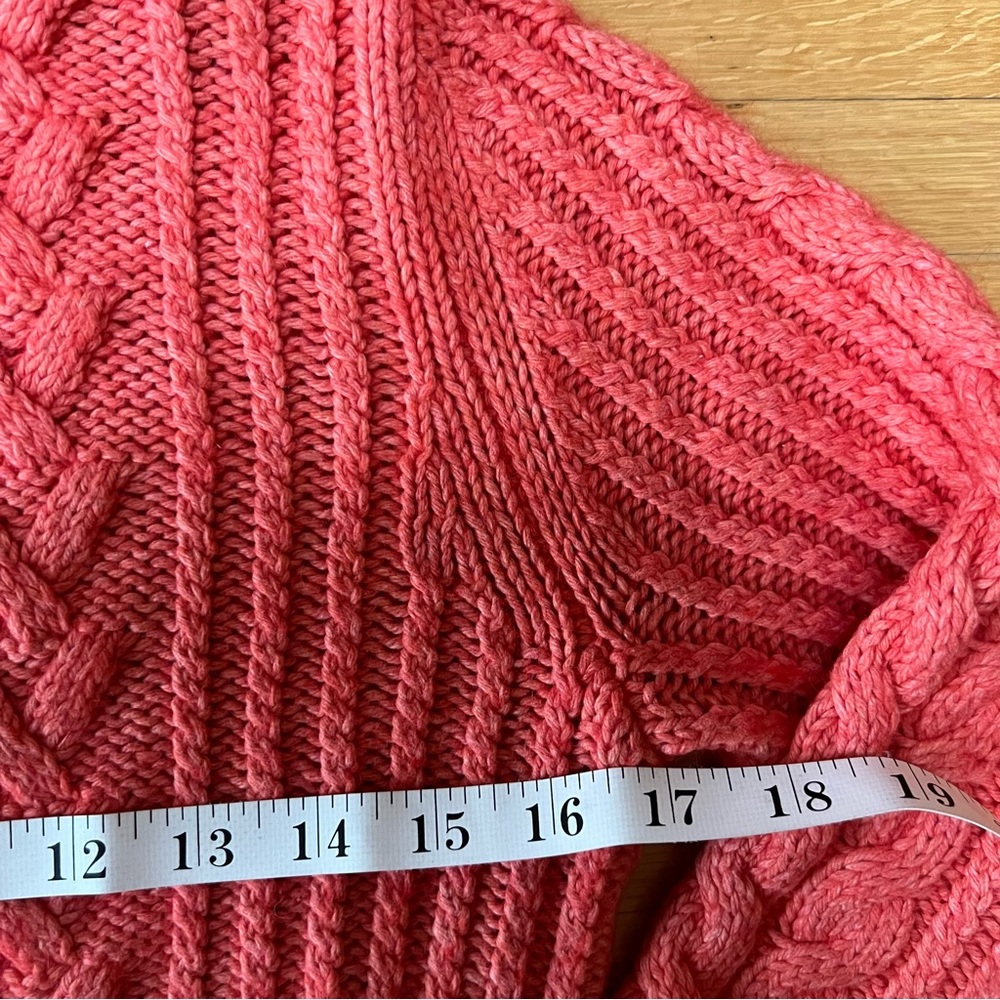 EDDIE BAUER coral coloured chunky cable knit turtleneck angora blend sweater - Picture 5 of 14